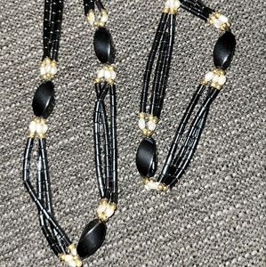 Vintage Hematite Freshwater Pearls Necklace